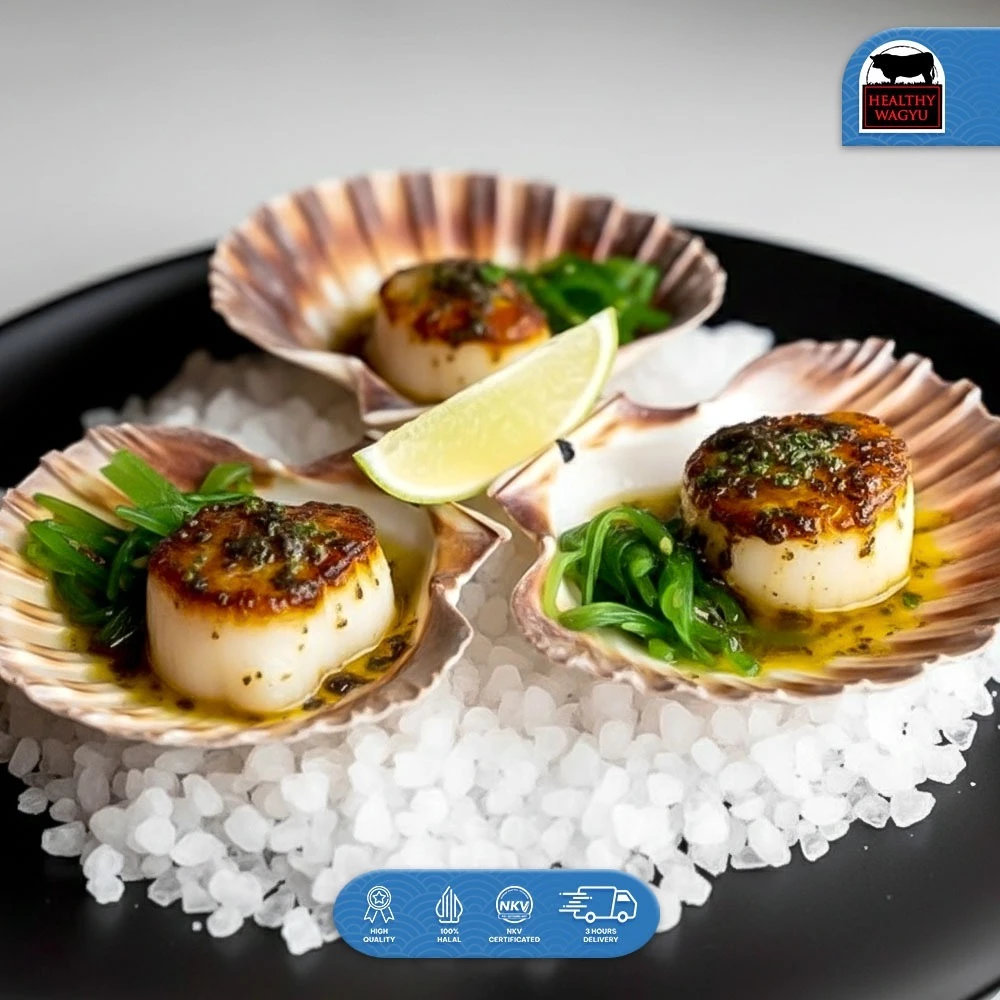 Alaska Scallop Half Shell Frozen Kerang Simping Premium 500gr Healthy Wagyu - Image 4